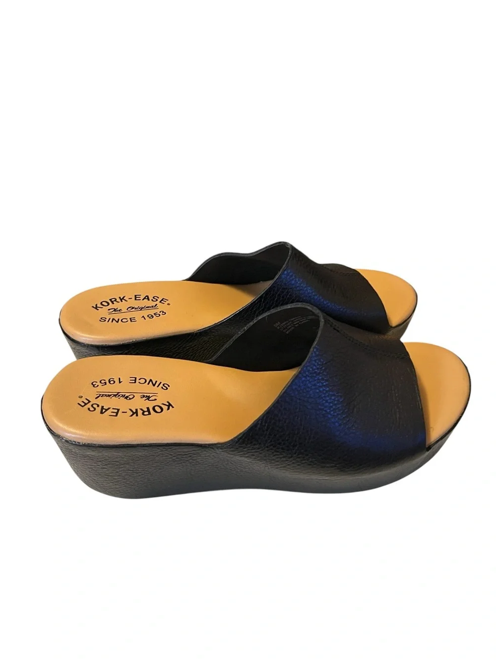 Kork-Ease Black Leather Slide Sandals - Classic Women's Comfort Size 9M